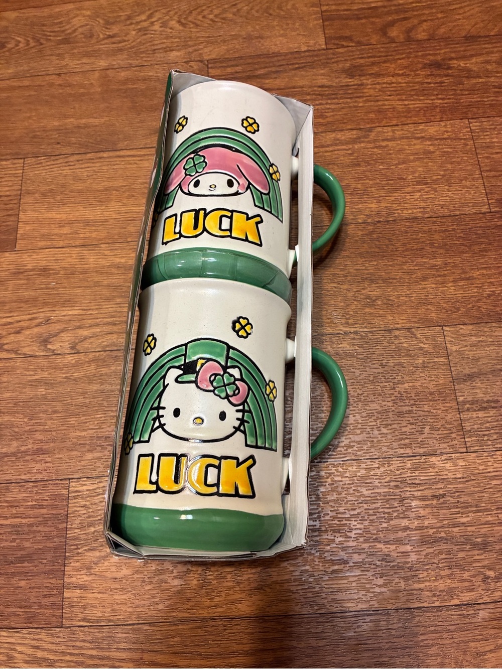 Hello Kitty Green Ceramic Mug Set with My Melody Accents